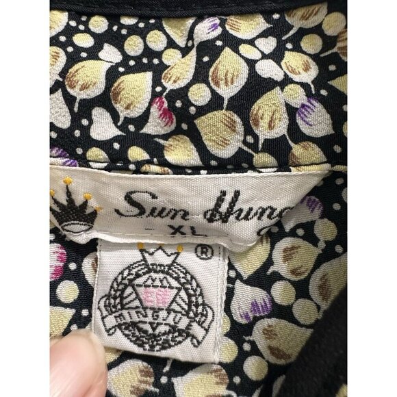 Vintage Rare 70s Sun Hung Top Women XL Frog Closure Asian Polynesian Hawaiian - Picture 2 of 12